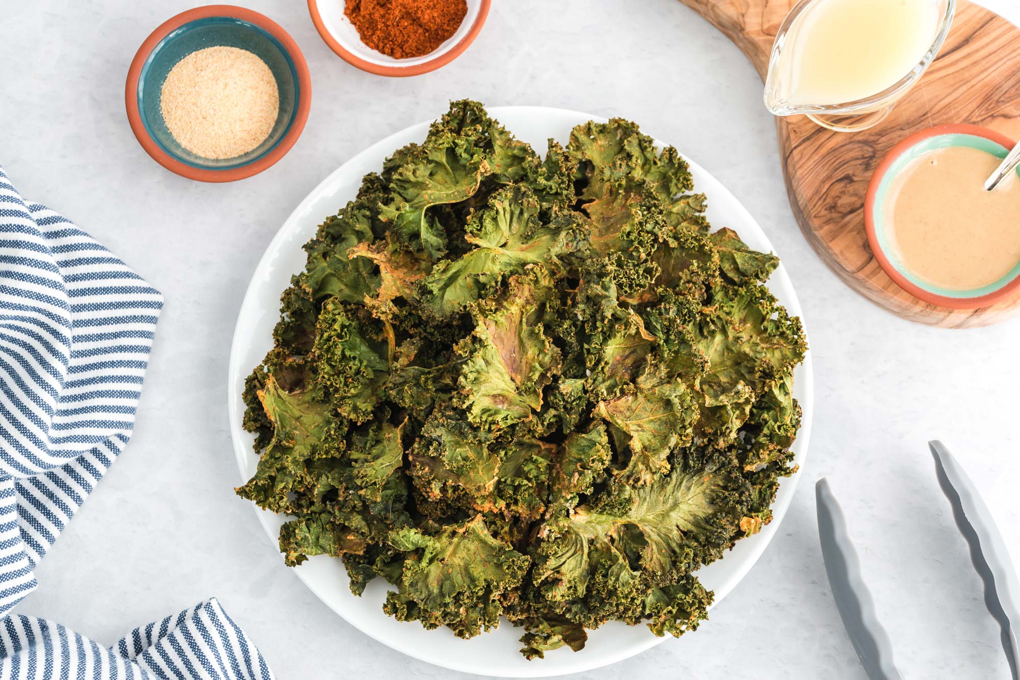 chili lime kale chips on plate