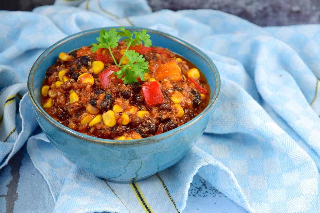 black bean quinoa in bowl