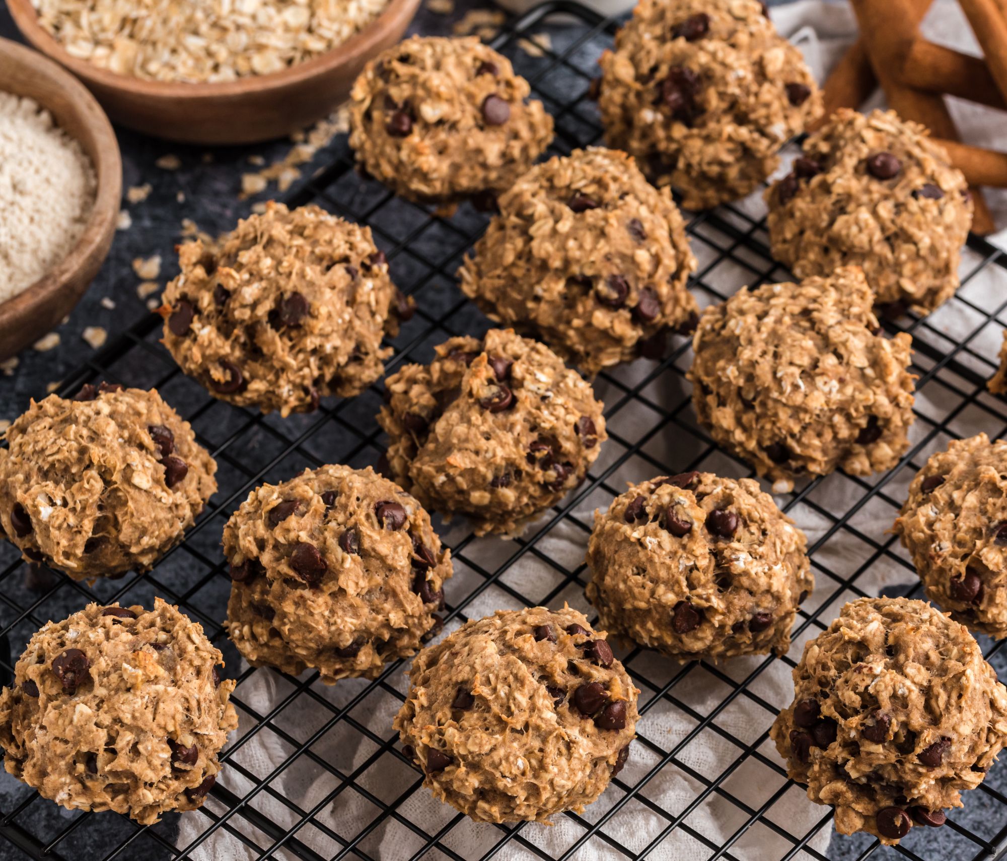 Oatmeal Banana Bites on a baking rack